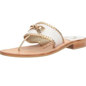 NIB Jack Rogers White/Gold Adeline Sandals